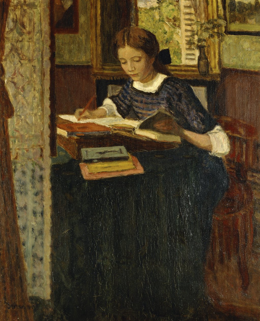 Meisje aan het schrijven door Eugene Antoine Durenne