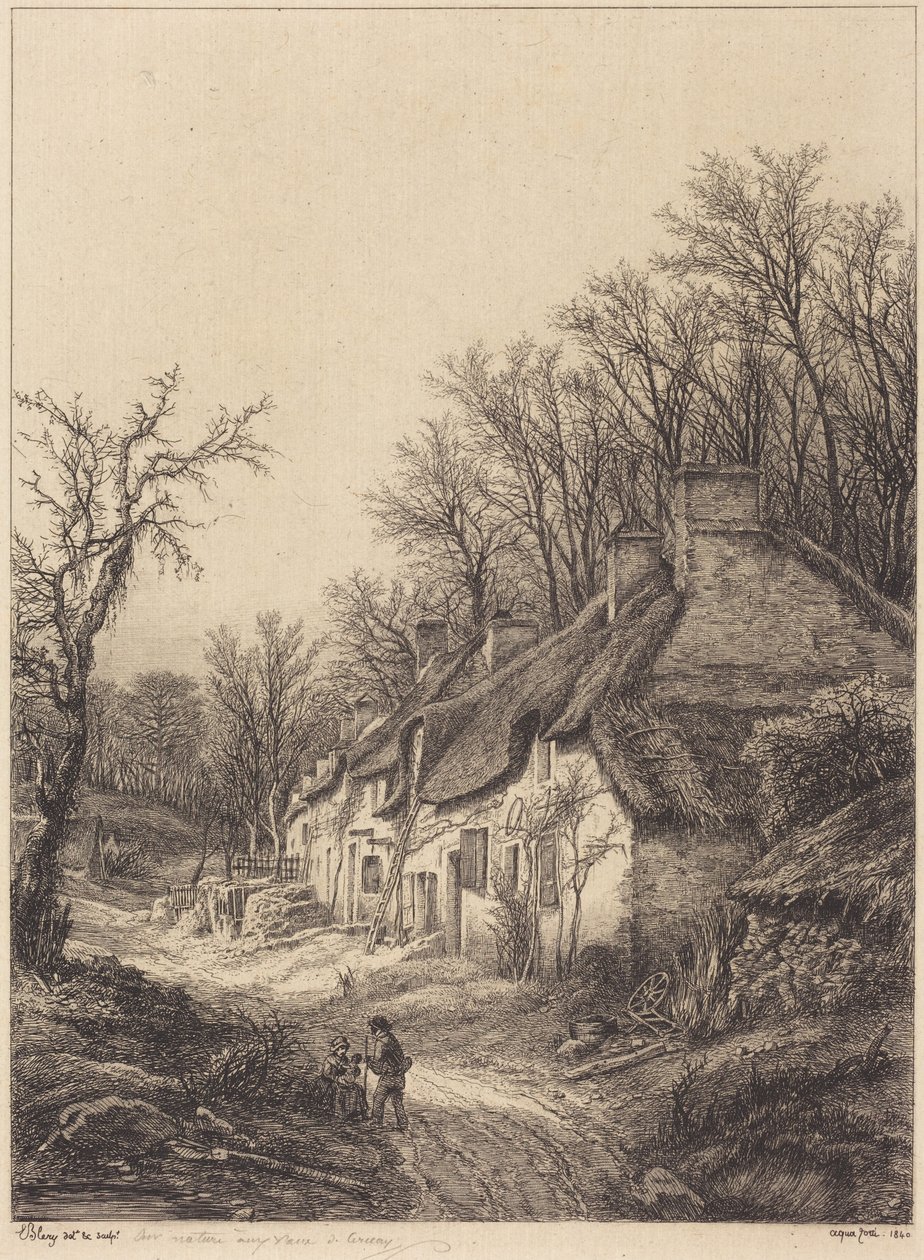 Huisjes in de winter door Eugene Bléry