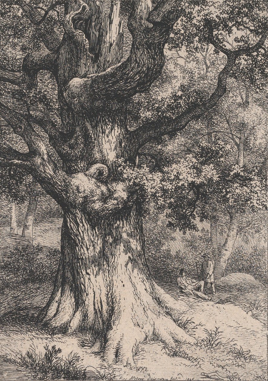 De Charlemagne, eik met een arendsnest, 1845 door Eugene Bléry