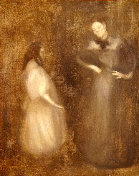 Moeder en dochter, de vioolles door Eugène Carrière