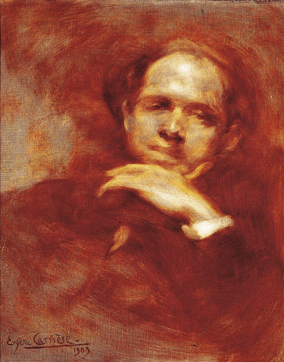 Portret van Pau Casals, cellist, dirigent en Spaanse componist (1876-1973) 1903 door Eugène Carrière
