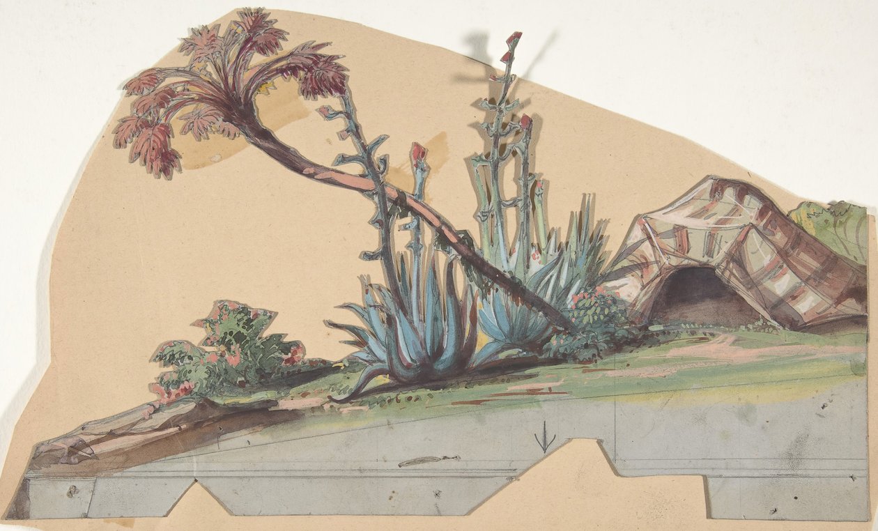 Ontwerp voor een toneelset in de Opéra, Parijs, 1830-90 door Eugene Ciceri