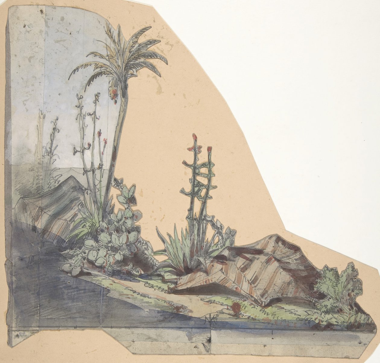 Ontwerp voor een Toneelset in de Opéra, Parijs, 1830-1890 door Eugene Ciceri