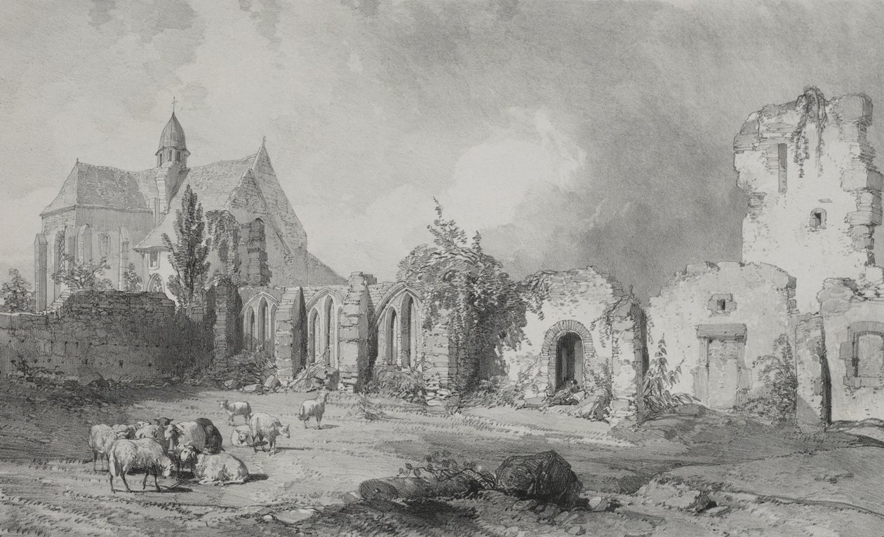 Pittoreske en Romantische Reizen in het Oude Frankrijk. Bretagne: Abdij van Relec door Eugene Ciceri