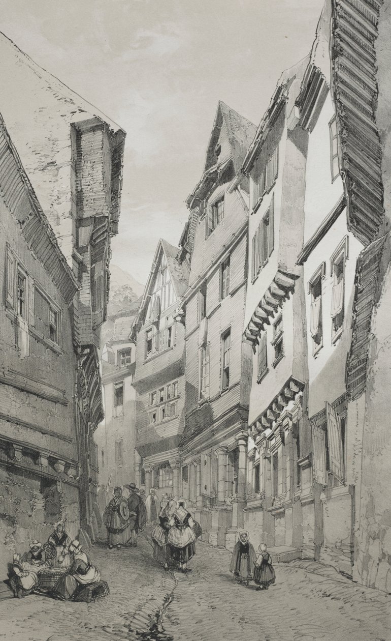 Pittoreske en Romantische Reizen in het Oude Frankrijk. Bretagne: Morlaix door Eugene Ciceri