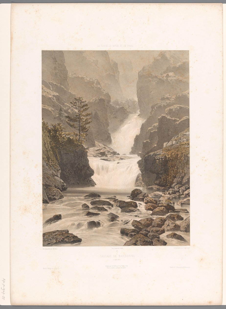 Zicht op de Barberine-waterval bij Vallorcine door Eugene Ciceri