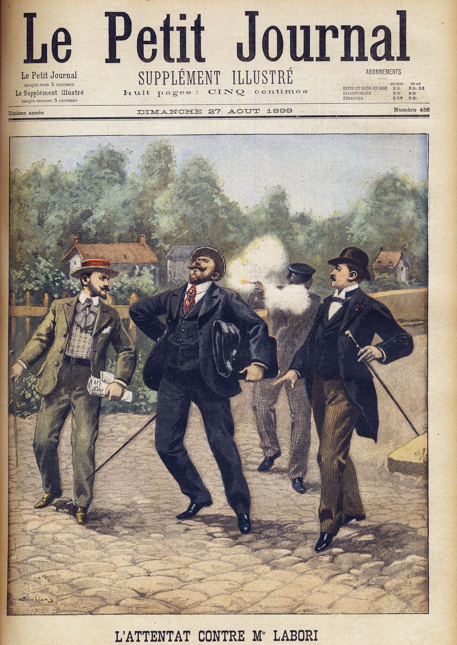Aanslag op Fernand Labori, een van de advocaten die Alfred Dreyfus verdedigde bij zijn tweede krijgsraad in Rennes 