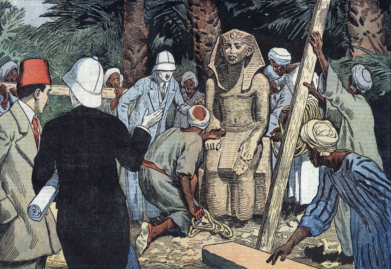 Ontdekt van het standbeeld van Sesostris III in 1862 door Eugene Damblans