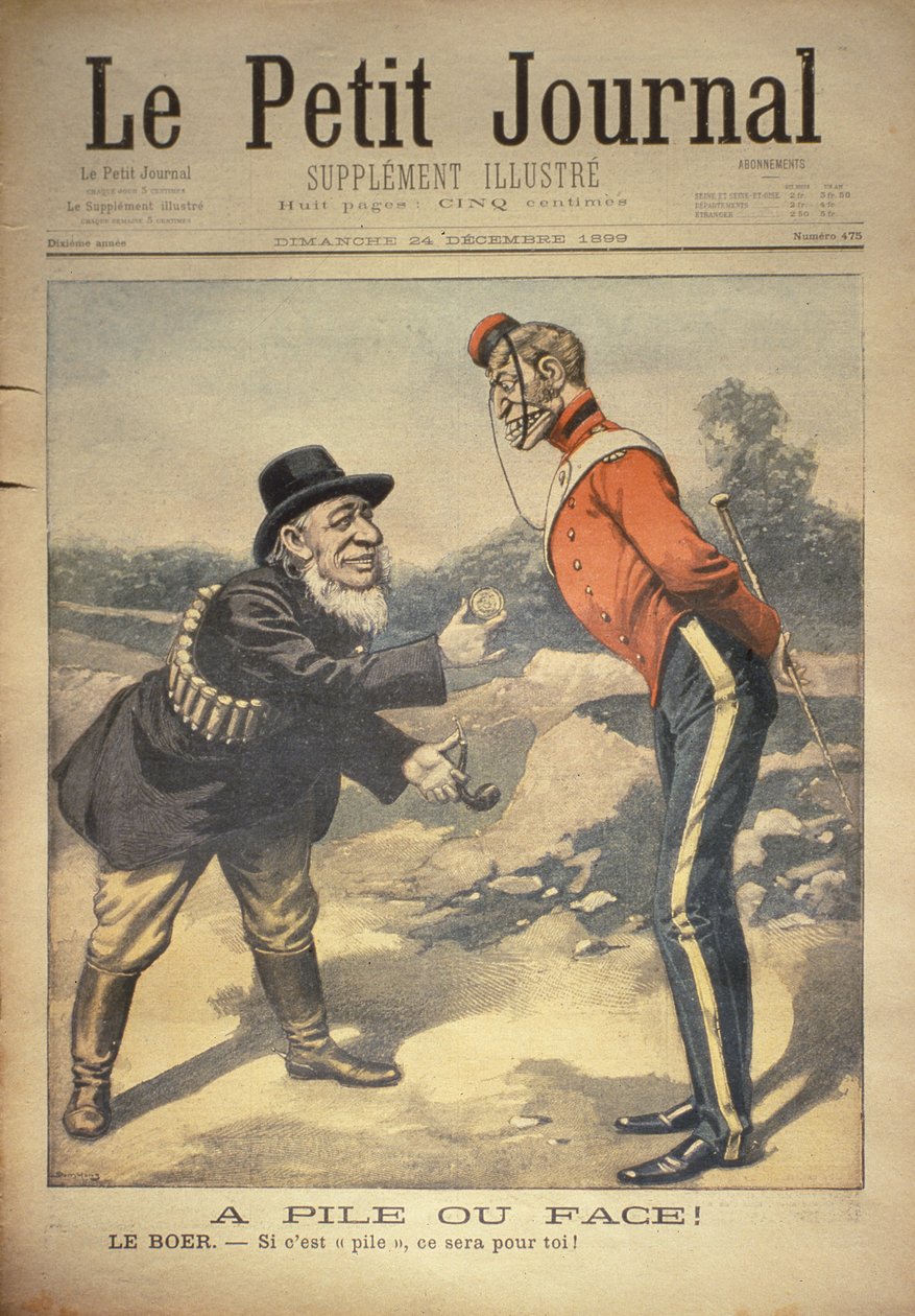 Kop of Munt! De Boer: Als het munt is, is het voor jou!, voorpagina van Le Petit Journal, 24 december 1899 door Eugene Damblans