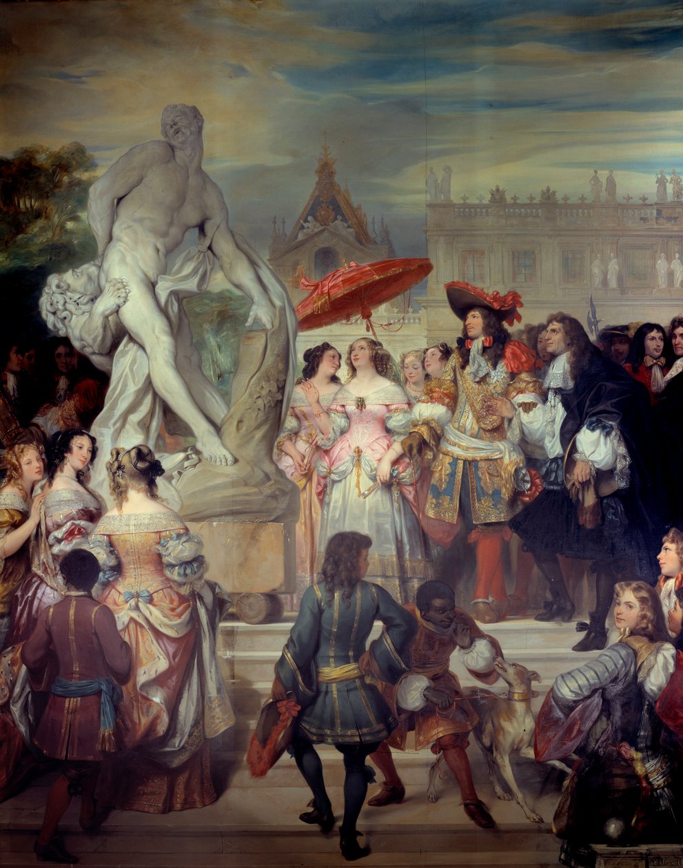 Pierre Puget presenteert zijn standbeeld Milon van Croton aan Lodewijk XIV door Eugene Deveria