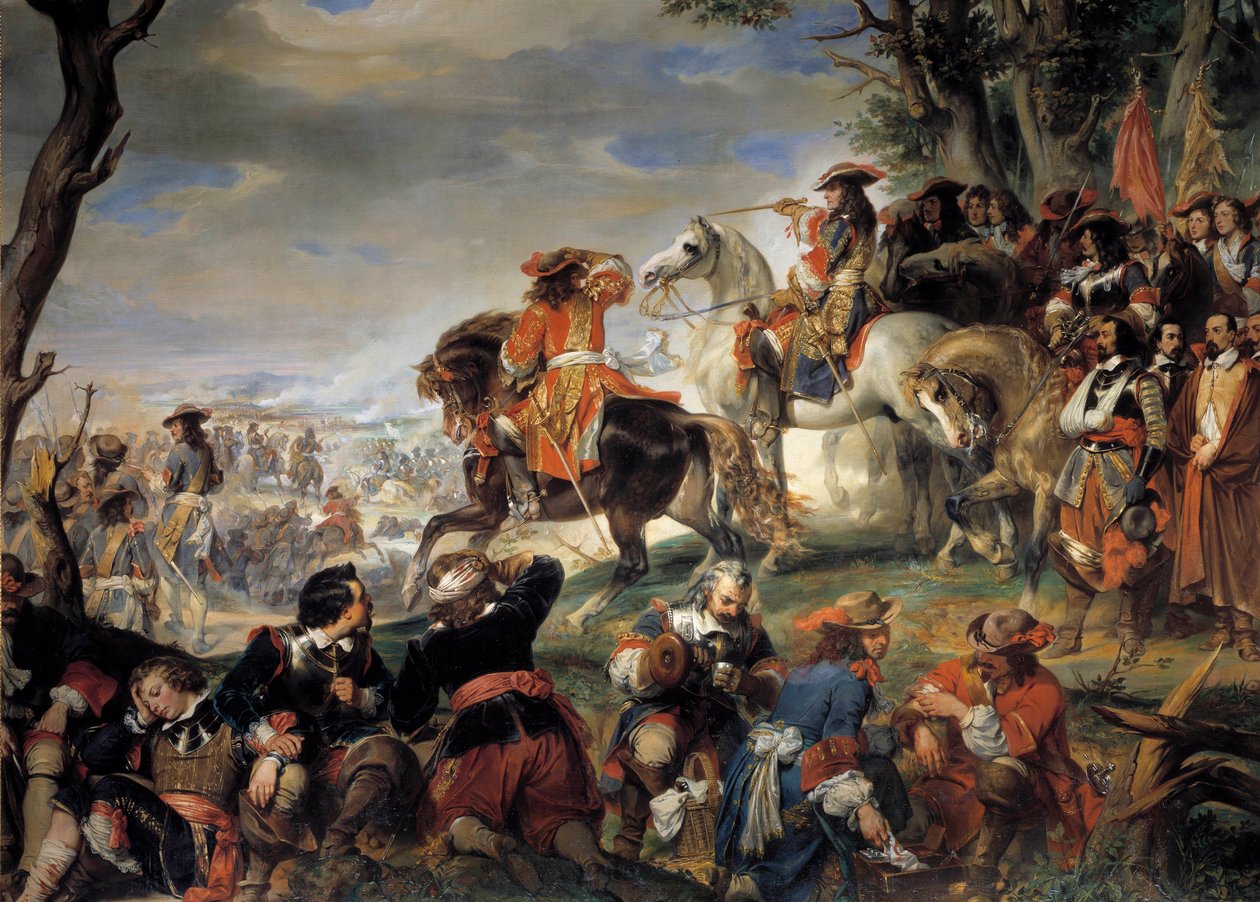 Oorlog van de Liga van Augsburg: Slag bij Marsaille gewonnen door de maarschalk van Nicolas Catinat de La Fauconerie op 4/10/1693 door Eugene Deveria
