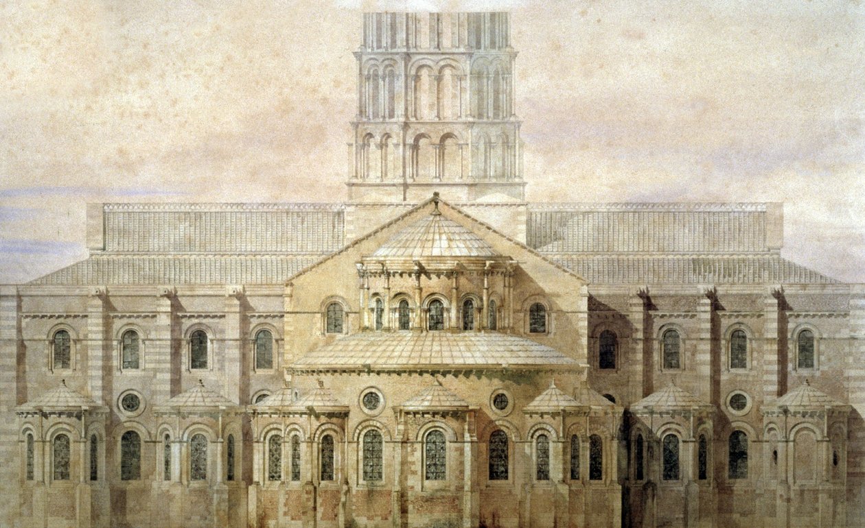 Basiliek van Saint Sernin, de apsis, Toulouse, ca. 1845 (illustratie) door Eugene Emmanuel (after) Viollet-le-Duc