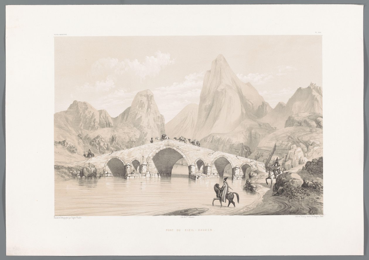 Brug Pol-e Dokhtar door Eugene Flandin