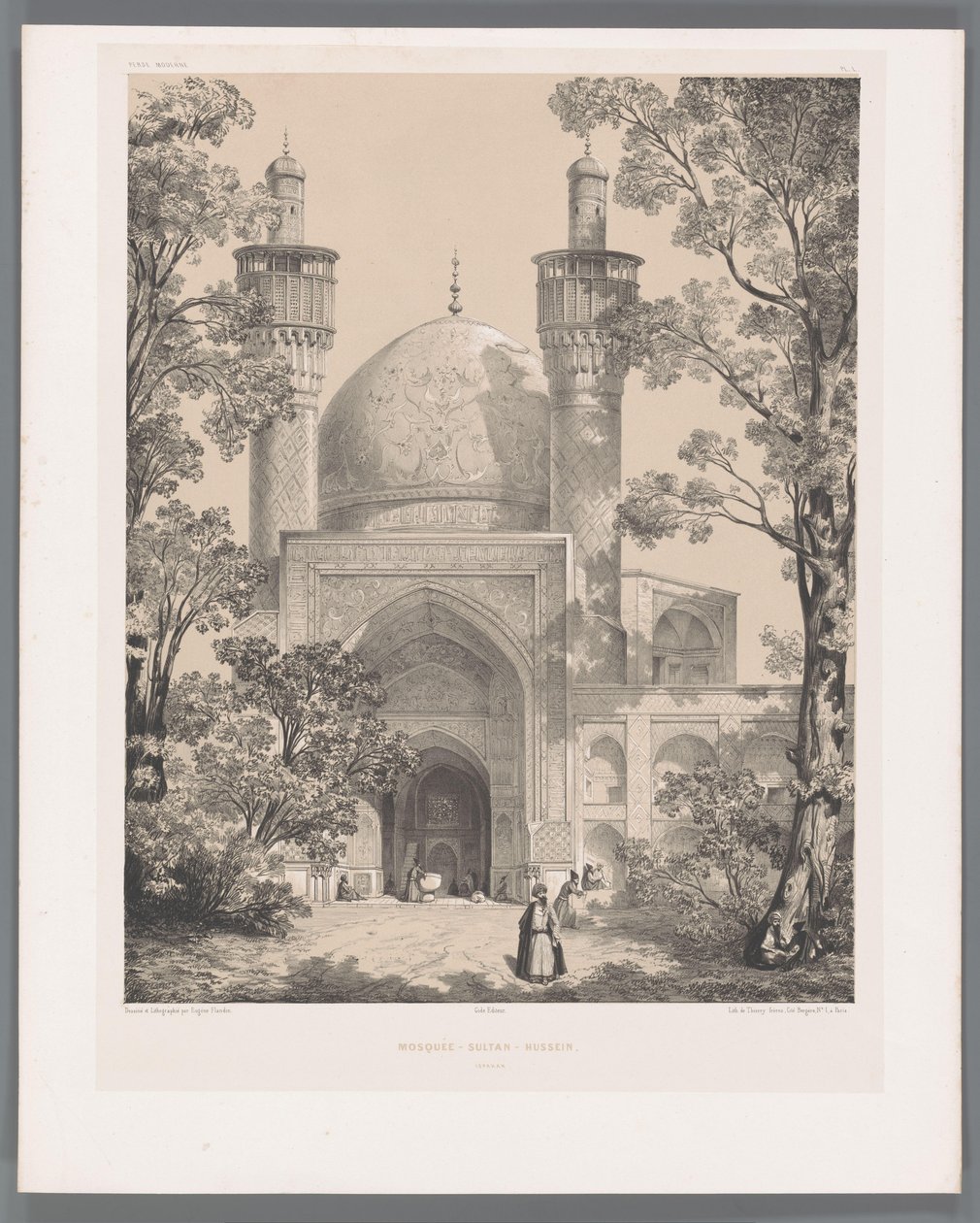Chahar Bagh school in Isfahan door Eugene Flandin