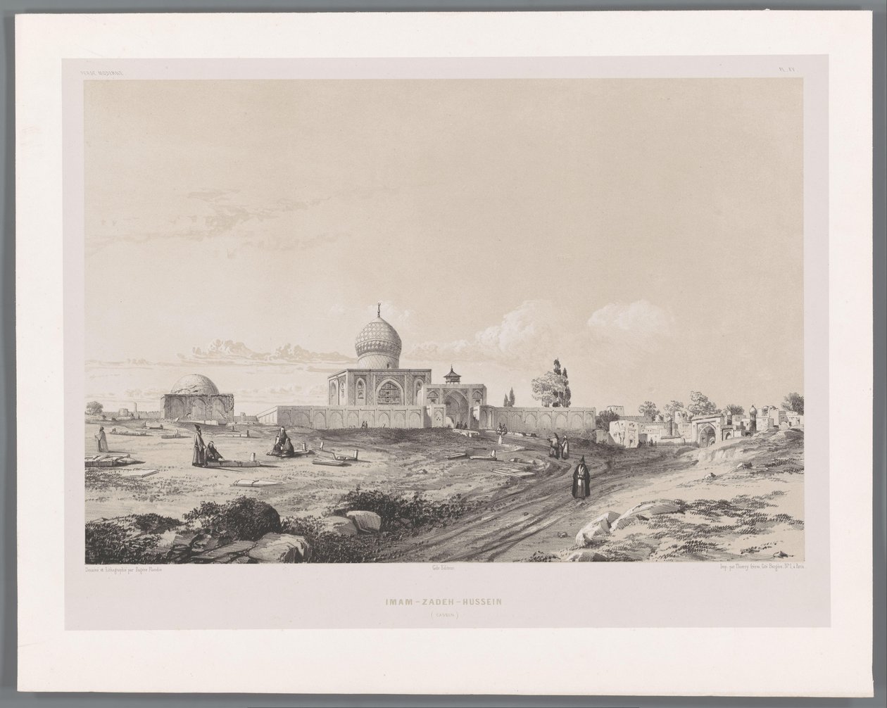 Imamzadeh van Hussein in Qazvin door Eugene Flandin