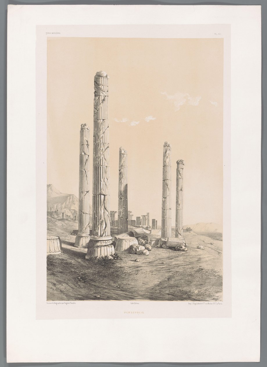 Ruïne van Persepolis door Eugene Flandin
