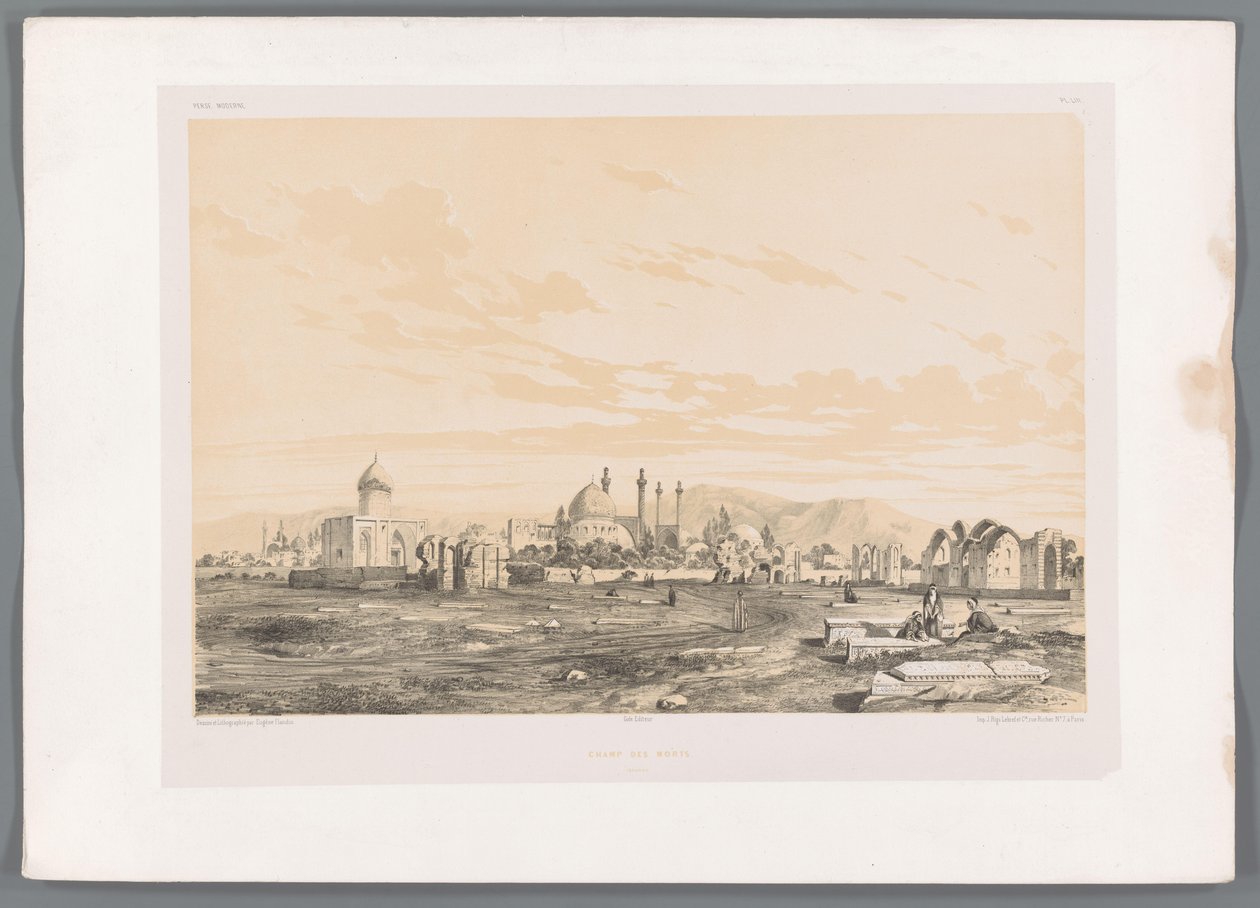 Takht-e-Foulad, begraafplaats in Isfahan door Eugene Flandin
