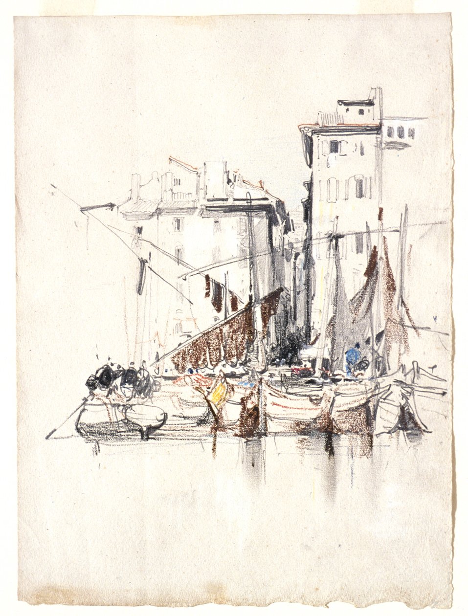 Aan zee - Vissersdorp door Eugene Isabey