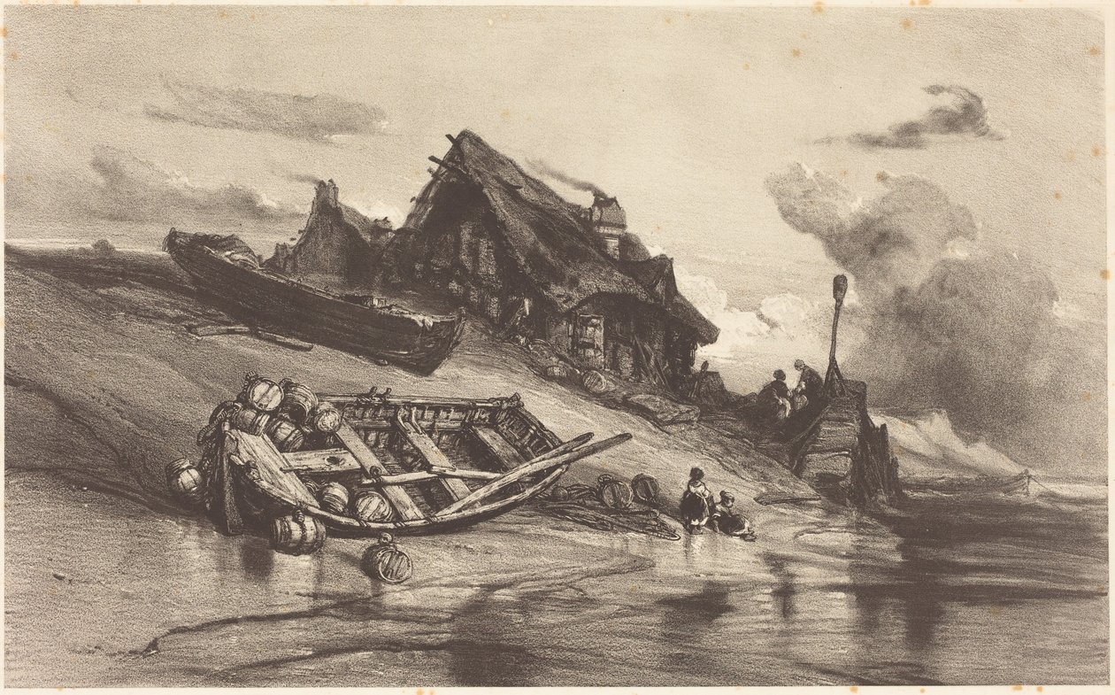 Vissershuisjes door Eugene Isabey