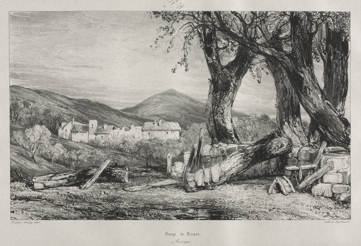 Schilderachtige en Romantische Reizen in Oud-Frankrijk: Auvergne deel II, Kloof van Royat, Plaat 79, 1830 door Eugene Isabey