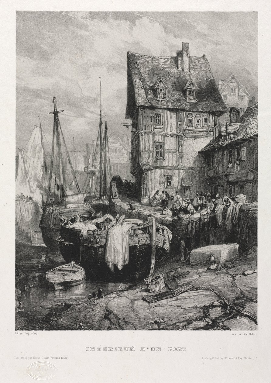 Zes Mariniers: Interieur van een Haven door Eugene Isabey