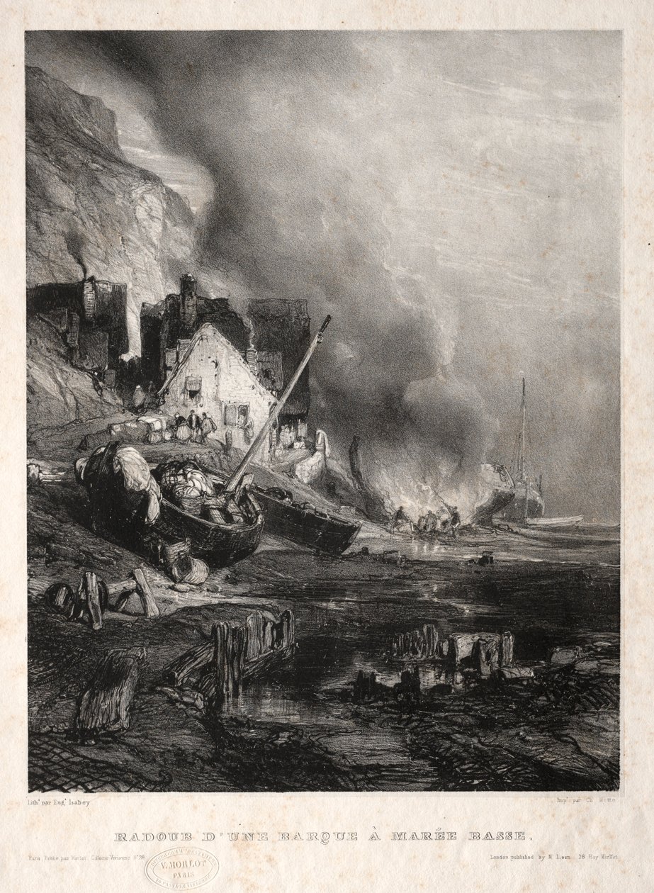 Zes marines: Radoub van een boot bij eb, 1833 door Eugene Isabey