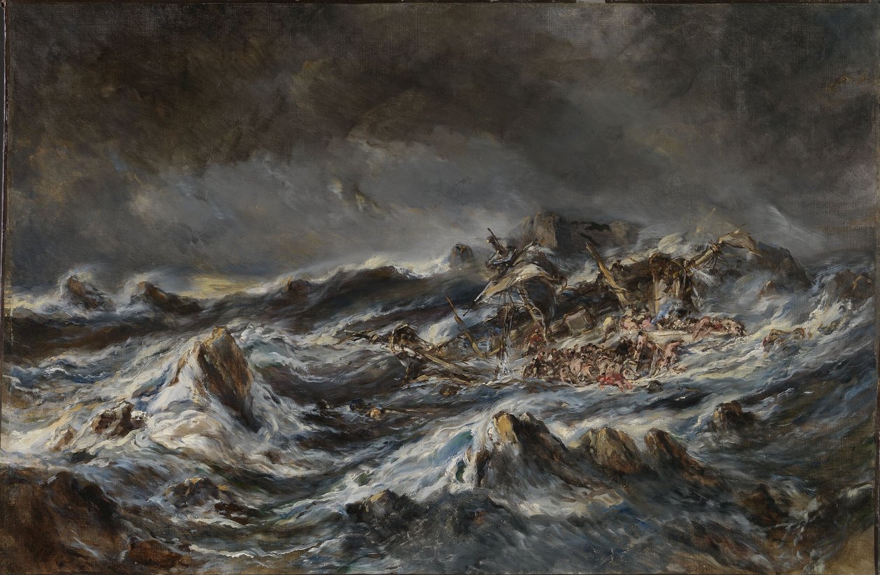 Schipbreuk door Eugene Isabey