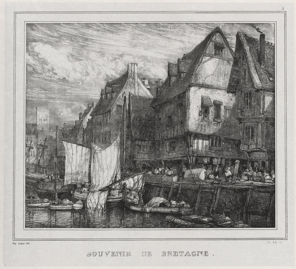 Souvenirs: Souvenir van Bretagne, Plaat 5 door Eugene Isabey