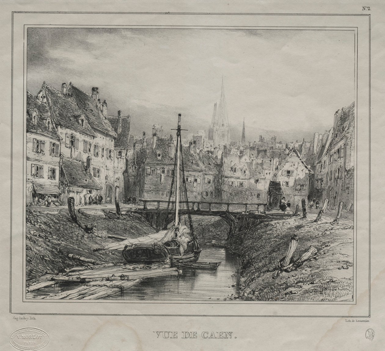 Vue de Caen door Eugene Isabey