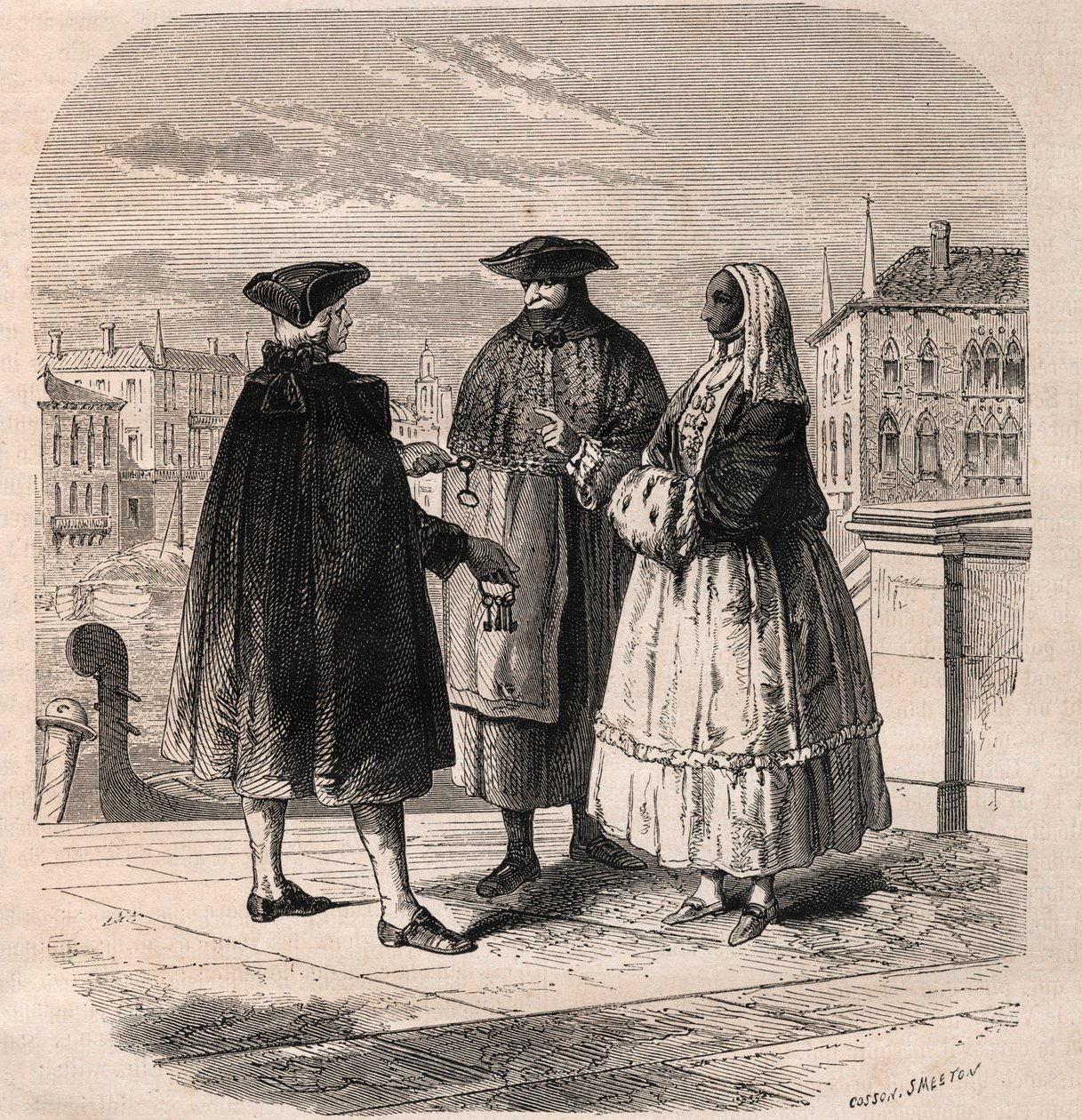 De huurder van de theaterzalen in Venetië - tekening door Viollat door Gaetano Zompini (1700-1778) - De beroepen van Venetië door Eugene Joseph (after) Viollat