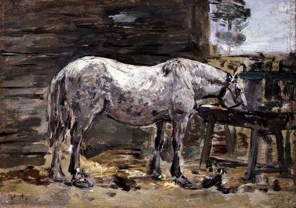 Een paard drinkt, c.1885-90 door Eugene Louis Boudin