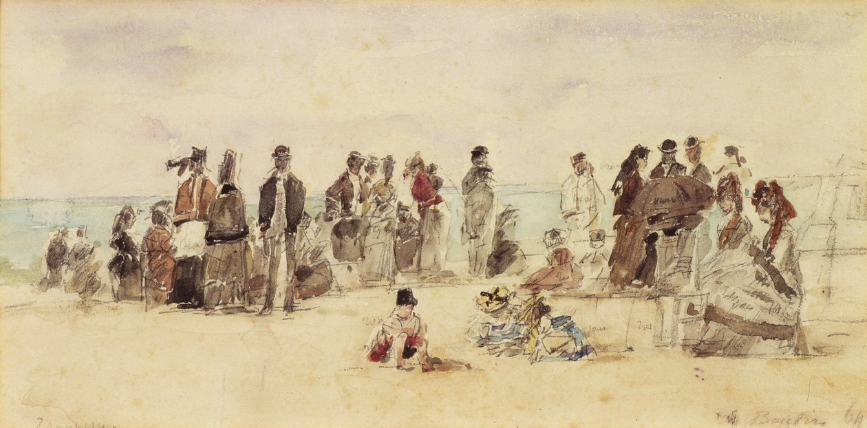 Strandscène, 1864 door Eugene Louis Boudin