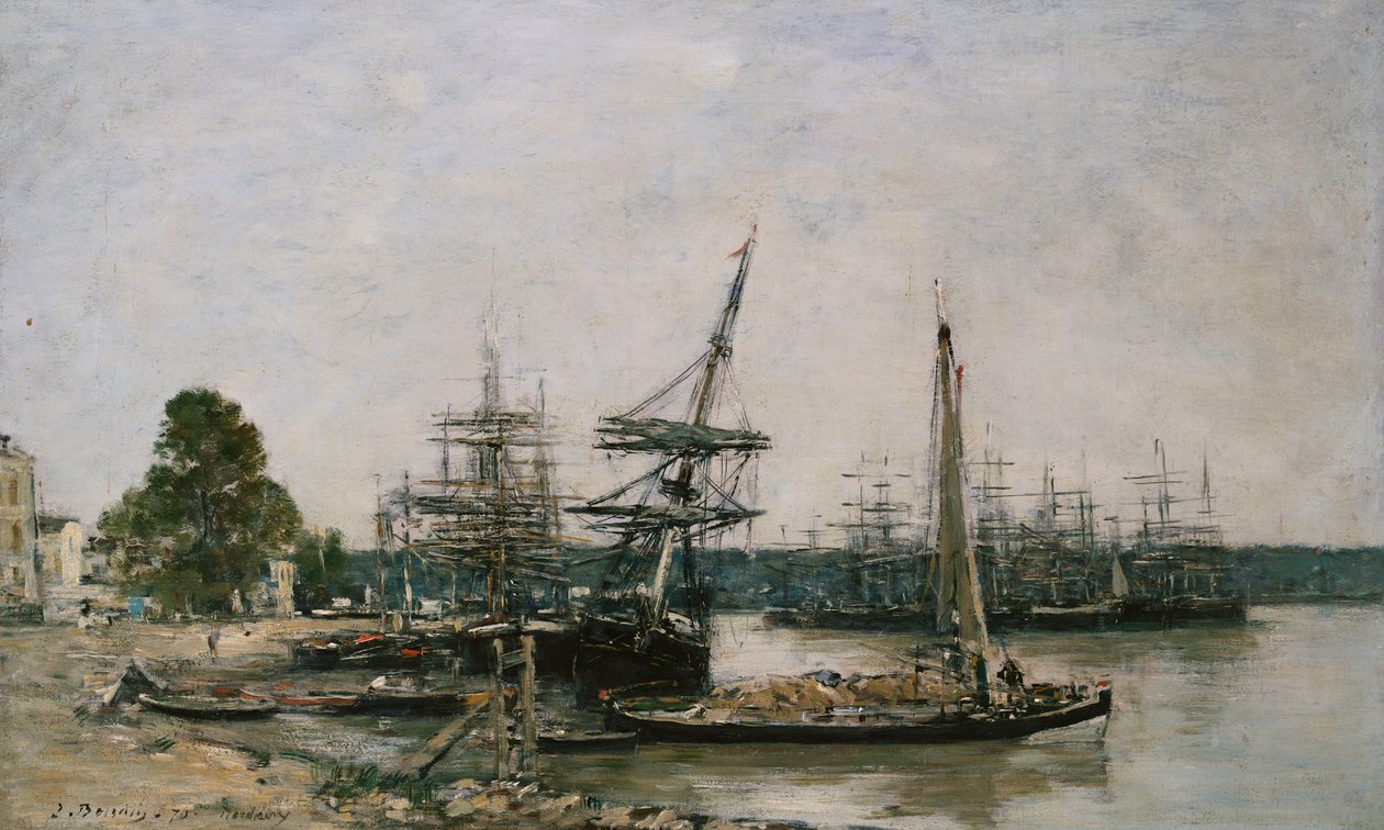 Bootaanlegplaatsen aan de Garonne, Bordeaux door Eugene Louis Boudin