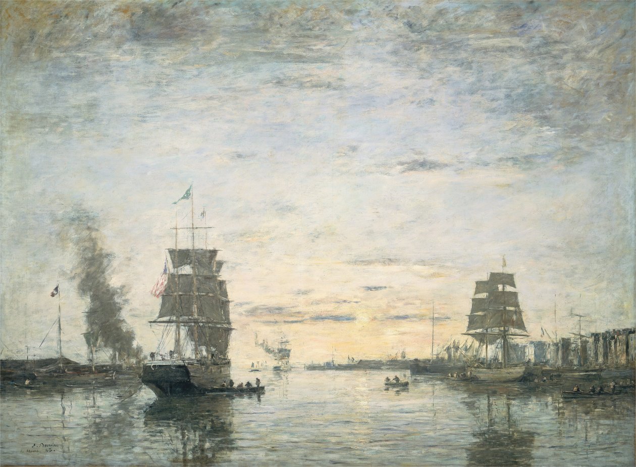 Ingang van de haven, Le Havre, 1883 door Eugene Louis Boudin