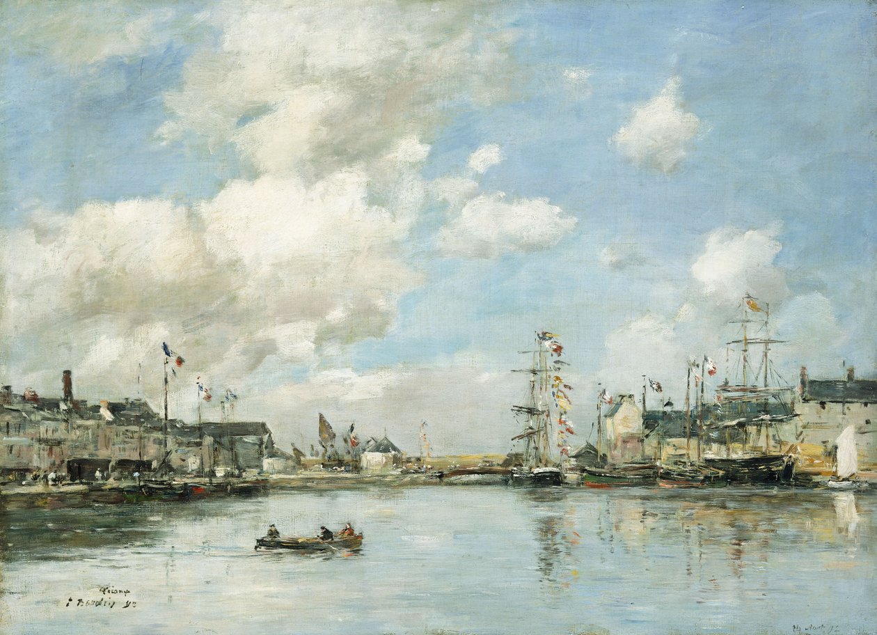 Fécamp, het bassin door Eugene Louis Boudin