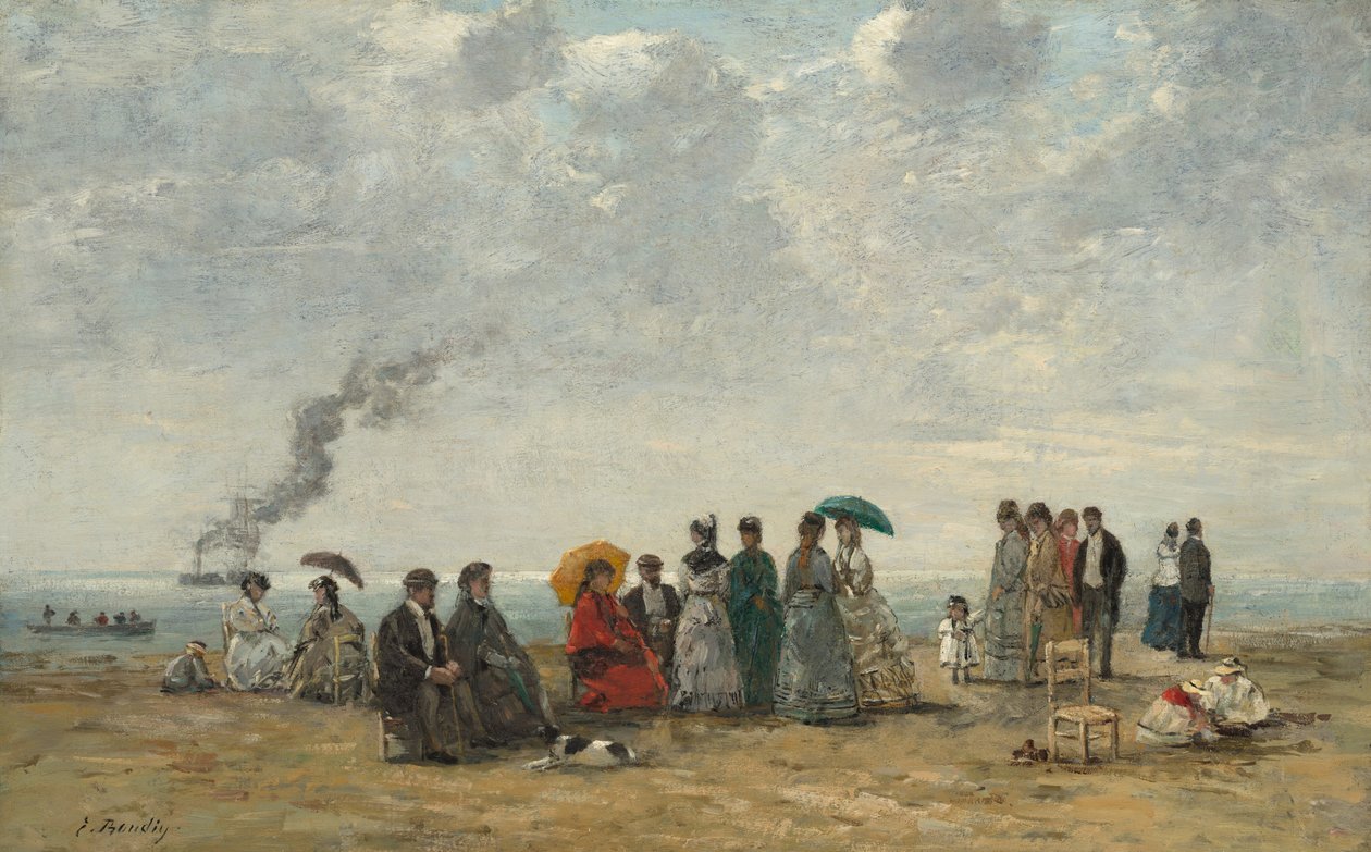 Figuren op het strand, ca. 1867-1870 (olieverf op doek) door Eugene Louis Boudin