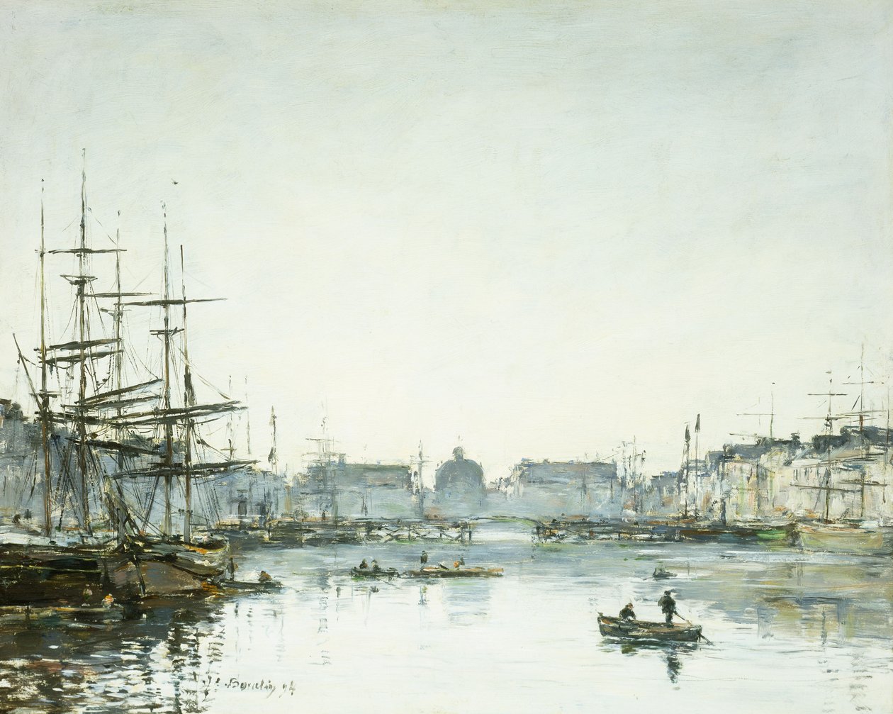 Le Havre, Le Bassin du Commerce, 1894 door Eugene Louis Boudin
