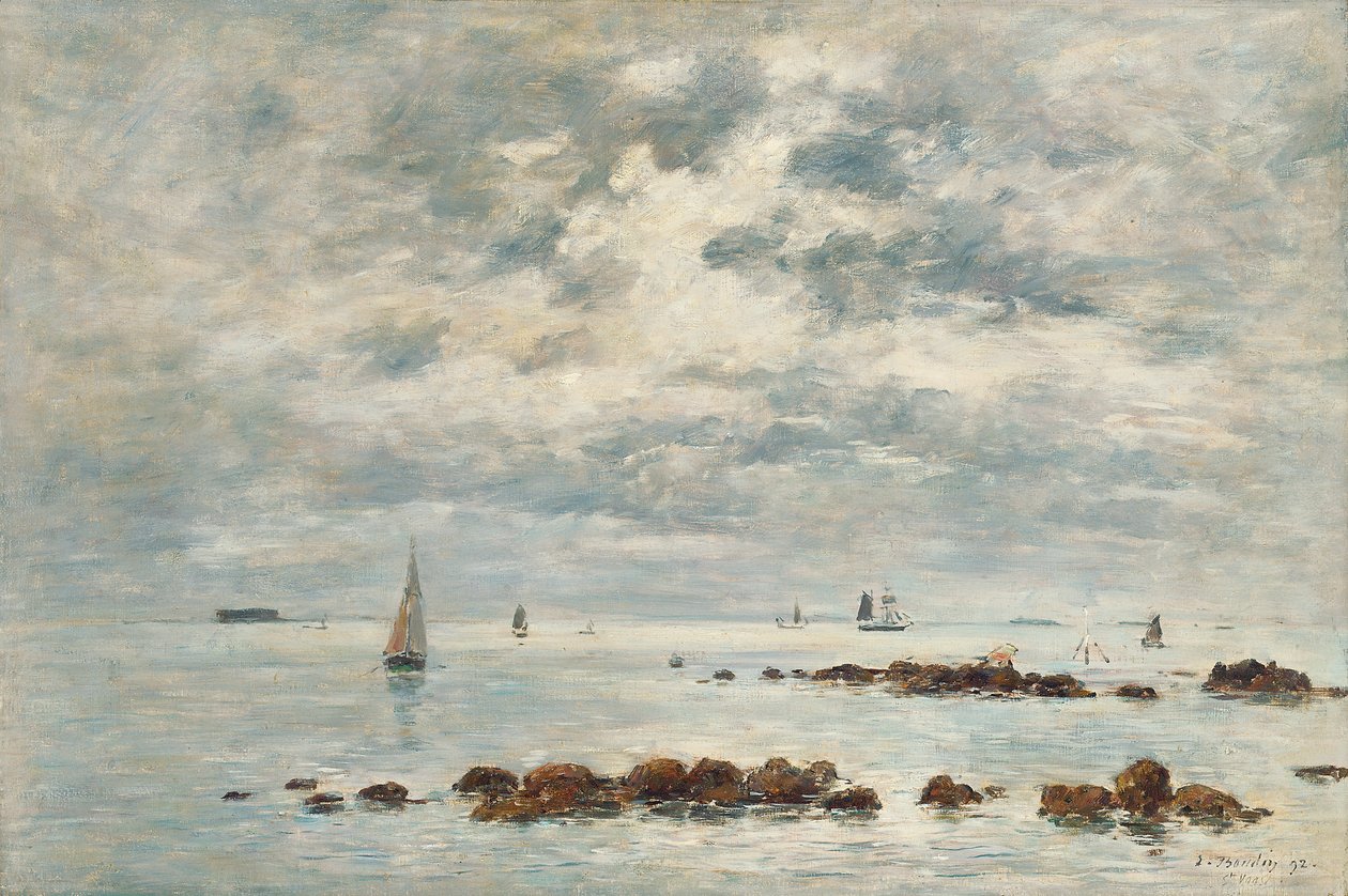 Laag tij, Saint Vaast la Hougue door Eugene Louis Boudin