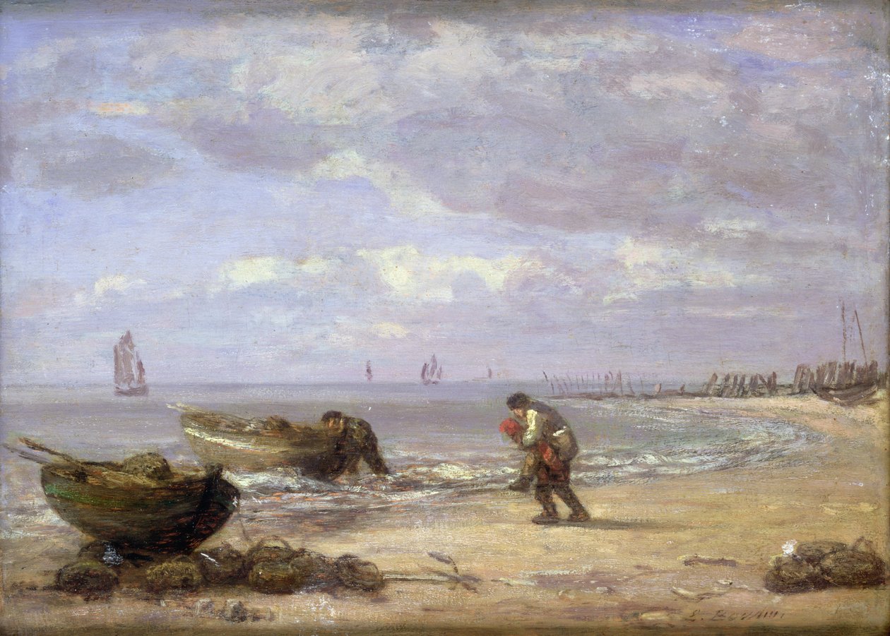 Laag Tij bij Honfleur door Eugene Louis Boudin
