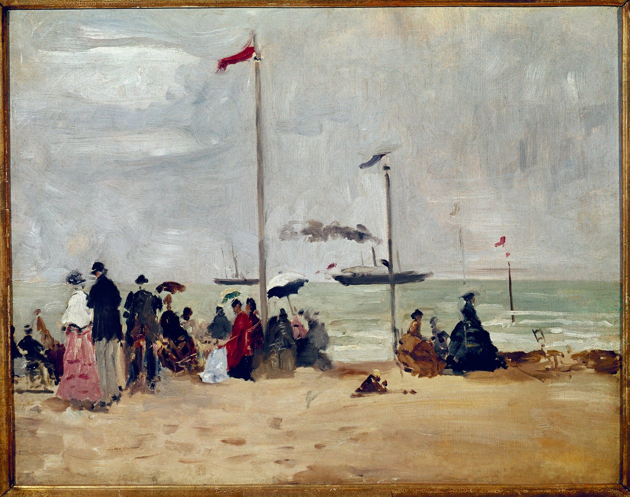 Op het strand van Trouville, Normandië door Eugene Louis Boudin