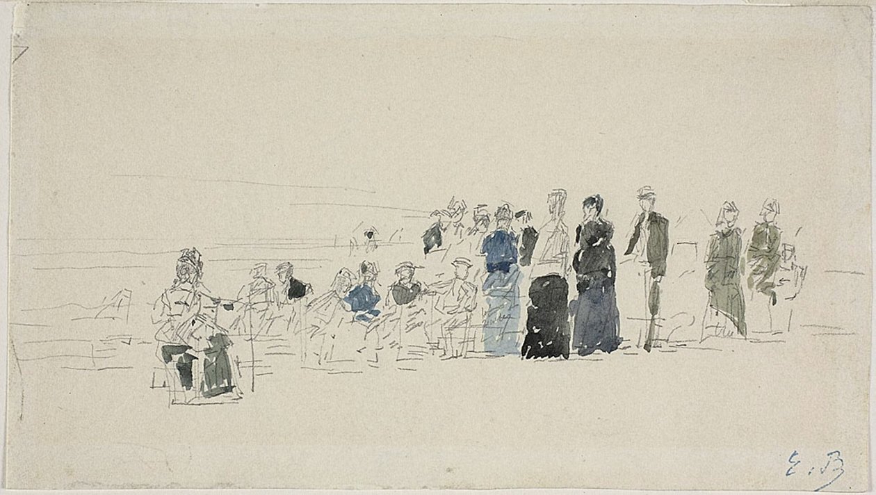 Rokken op het Strand (recto); Bretonse Vrouwen op het Strand (verso) door Eugene Louis Boudin