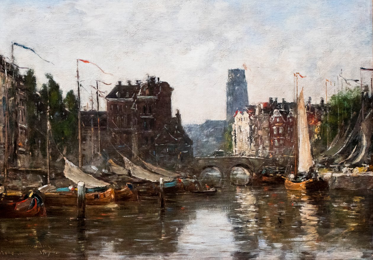 Rotterdam, de Beursbrug door Eugene Louis Boudin