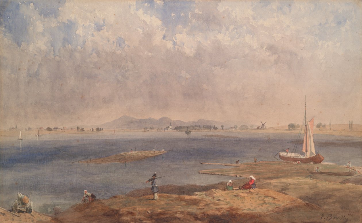 Zeegezicht in Bretagne door Eugene Louis Boudin
