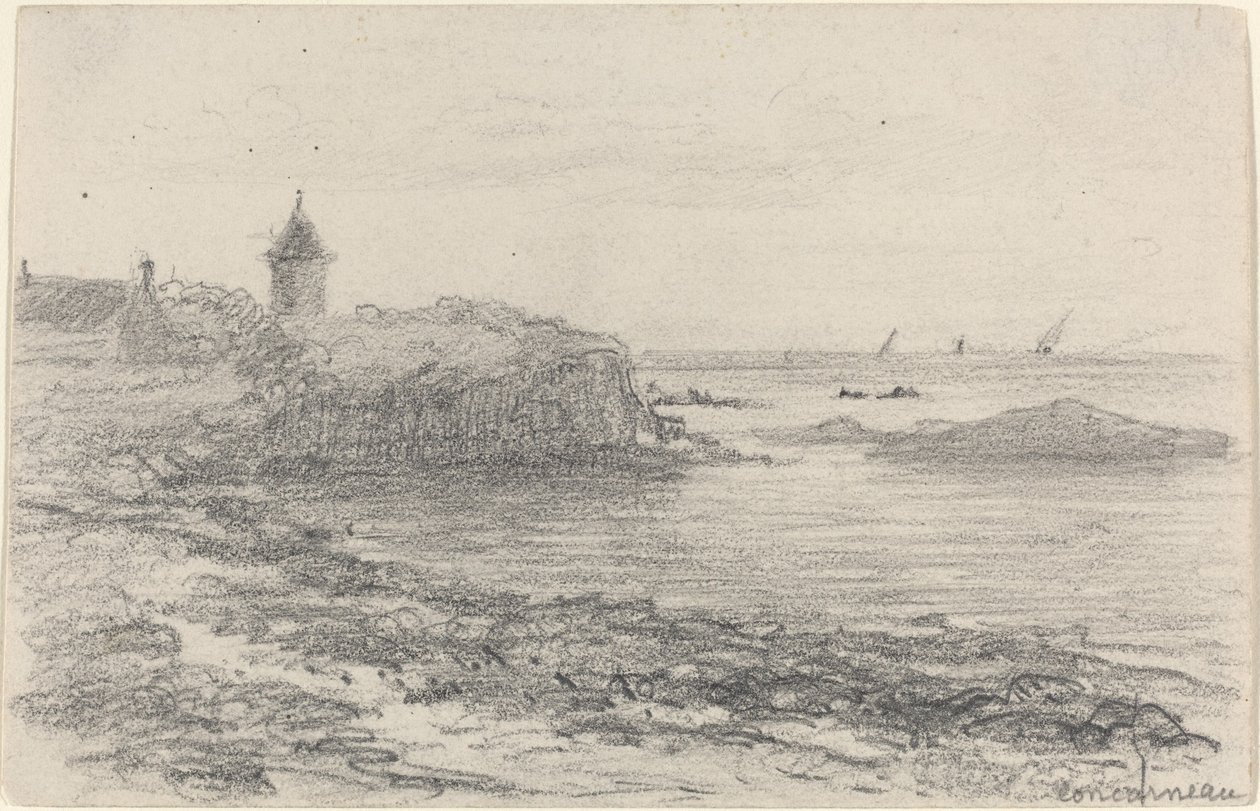 De kust bij Concarneau, midden-late 19e eeuw door Eugene Louis Boudin