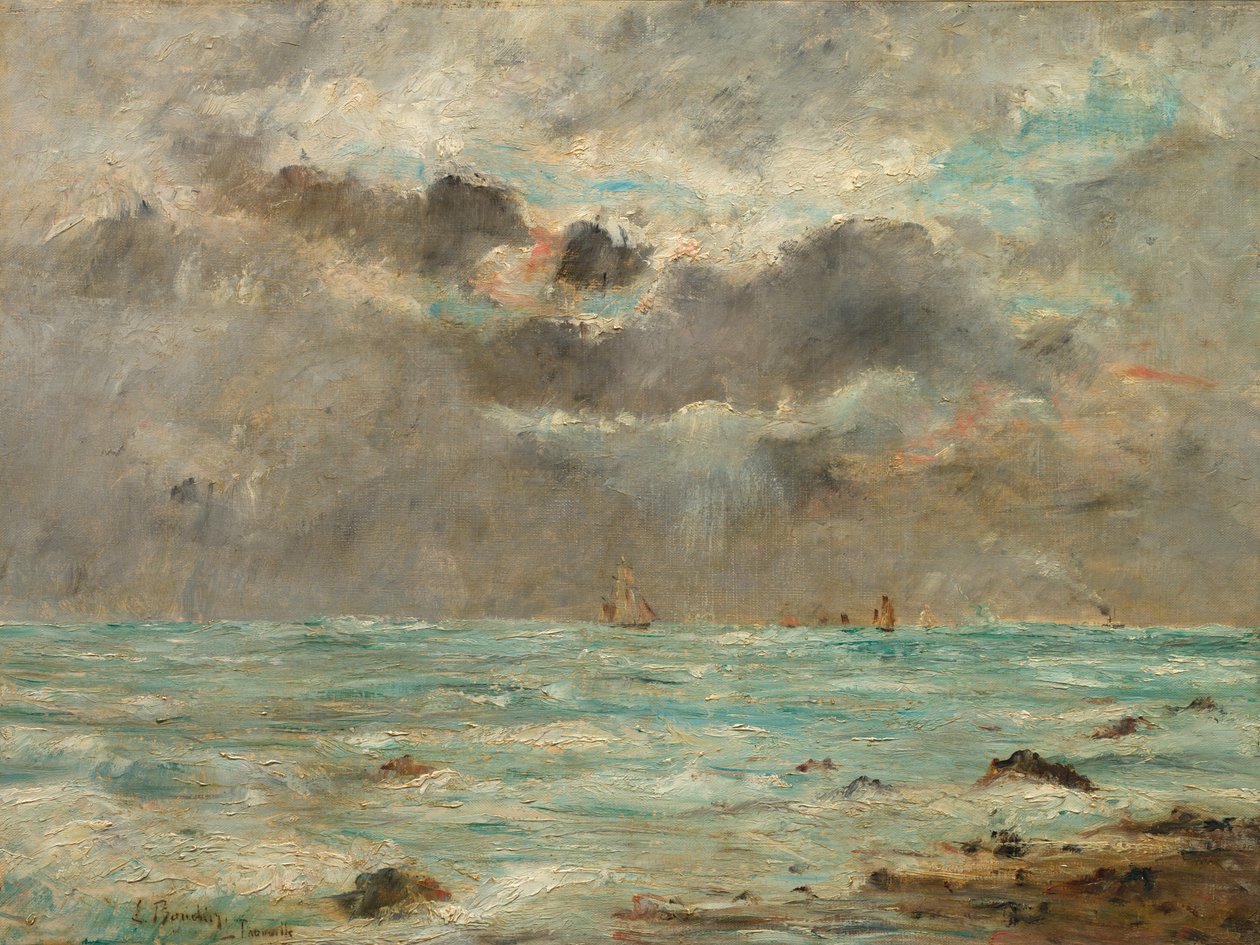 De kust bij Trouville, ca. 1865-1900 door Eugene Louis Boudin