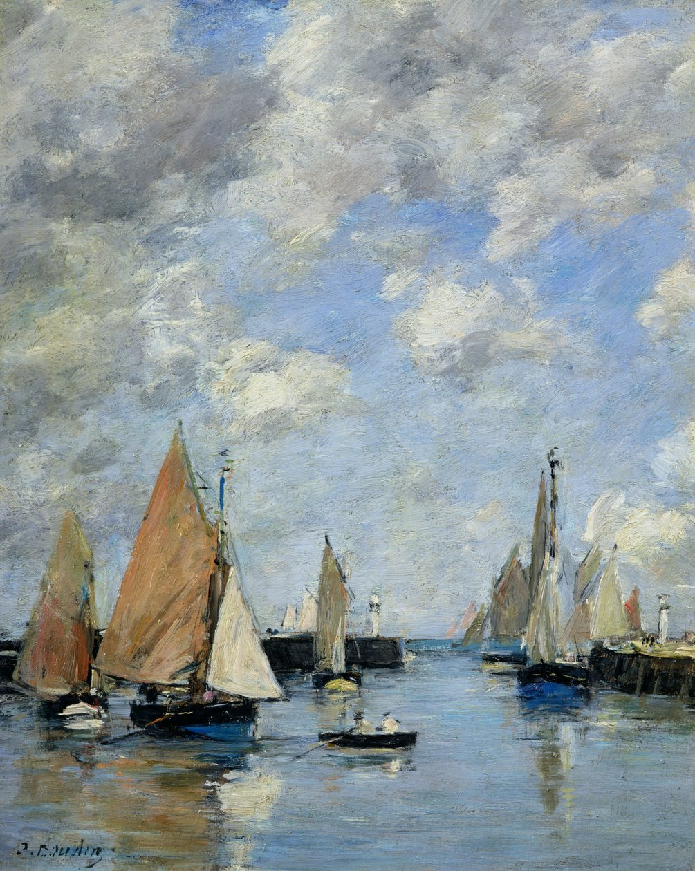 De Steiger bij Hoogwater, Trouville door Eugene Louis Boudin
