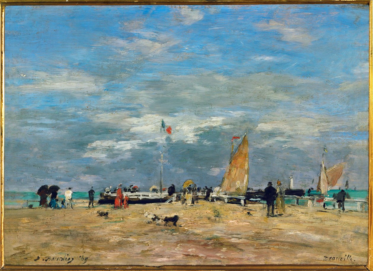 De steiger van Deauville door Eugene Louis Boudin