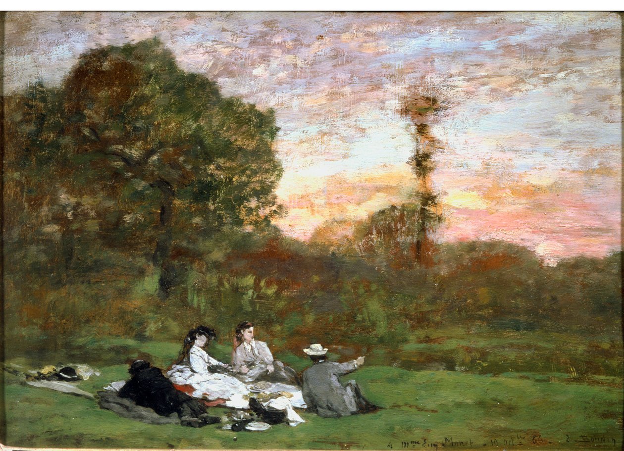 De lunch op het gras door Eugene Louis Boudin