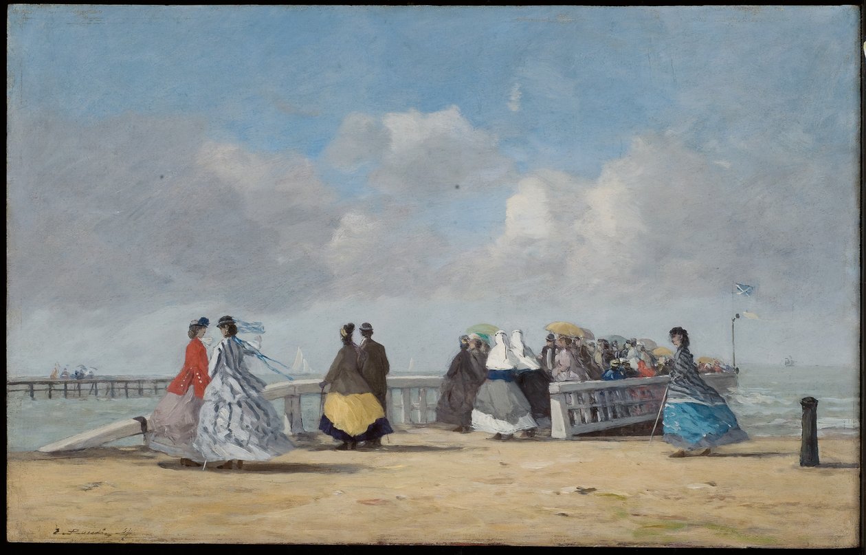 De Pier van Trouville, 1864 door Eugene Louis Boudin