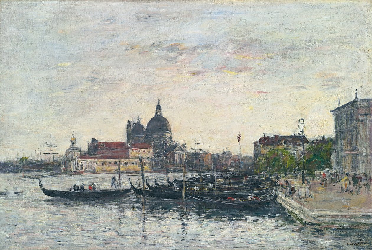 Venetië, de Mole bij de ingang van het Canal Grande en de Salute, Avond, 1895 door Eugene Louis Boudin